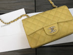 Chanel Classic Flap Bag 20cm Silver Hardware Caviar Leather Spring/Summer Collection Yellow