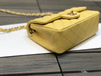 Chanel Classic Flap Bag 20cm Silver Hardware Caviar Leather Spring/Summer Collection Yellow
