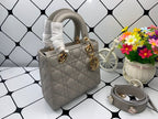 Christian Dior Lady Dior Bag Metal Hardware Spring Collection 20cm Dark Grey
