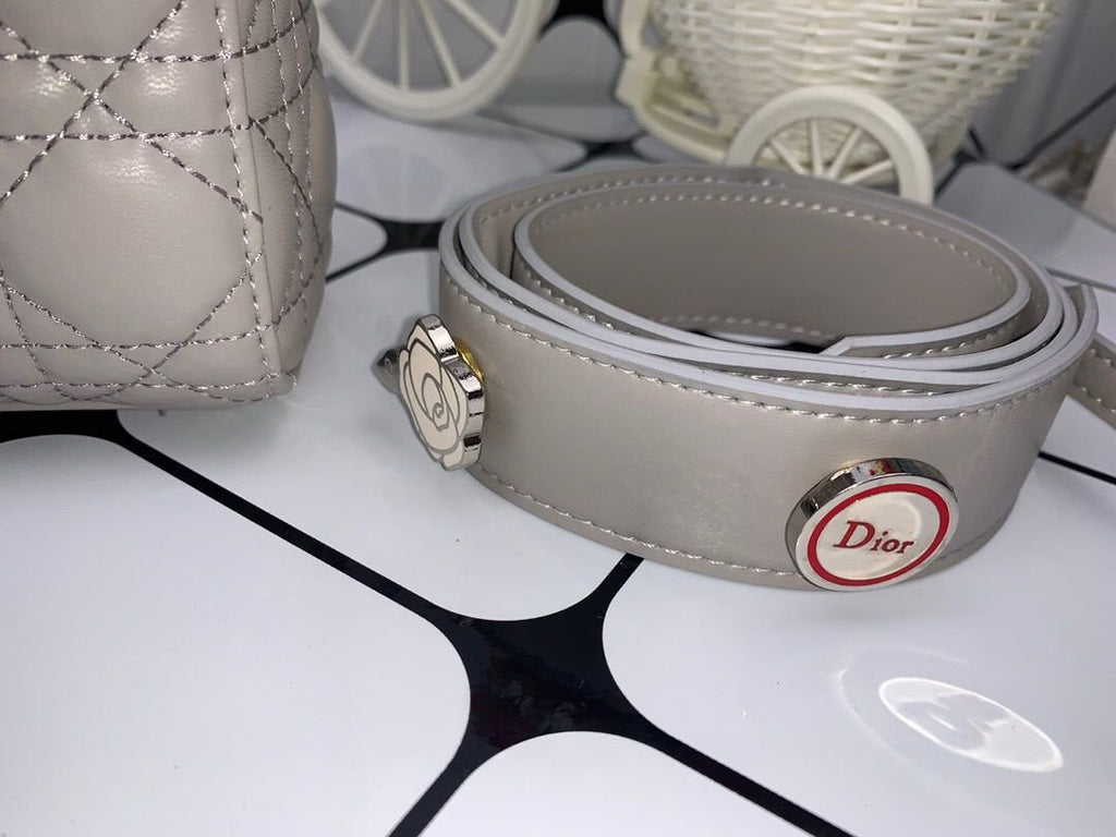 Christian Dior Lady Dior Bag Metal Hardware Spring Collection 20cm Dark Grey