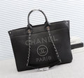 Chanel Deauville Tote 39cm Tweed Bag Black