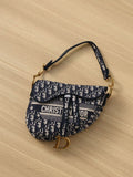 Christian Dior Logo Saddle Bag 25cm Oblique Embroidered Canvas Spring/Summer Collection Black