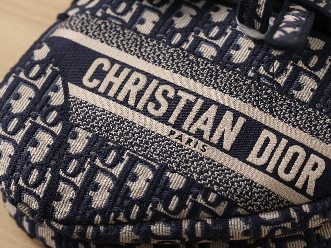 Christian Dior Logo Saddle Bag 25cm Oblique Embroidered Canvas Spring/Summer Collection Black