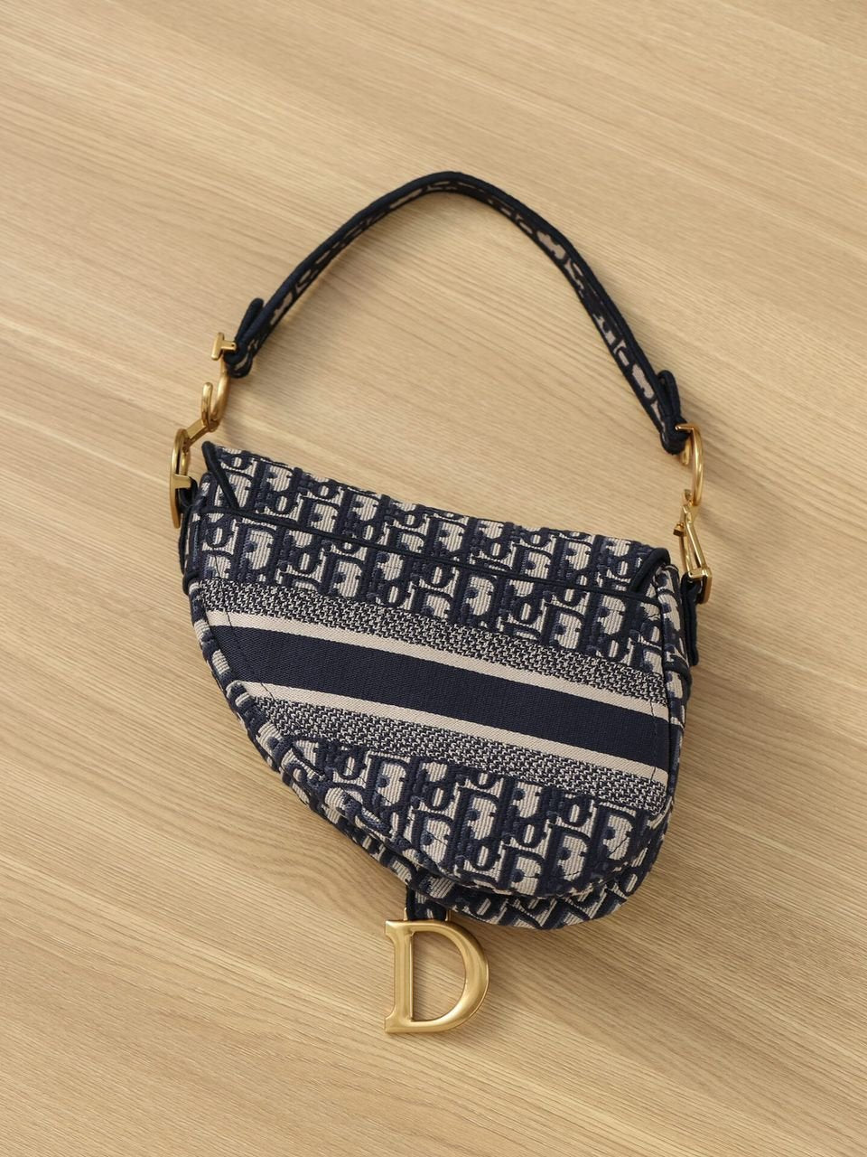 Christian Dior Logo Saddle Bag 25cm Oblique Embroidered Canvas Spring/Summer Collection Black