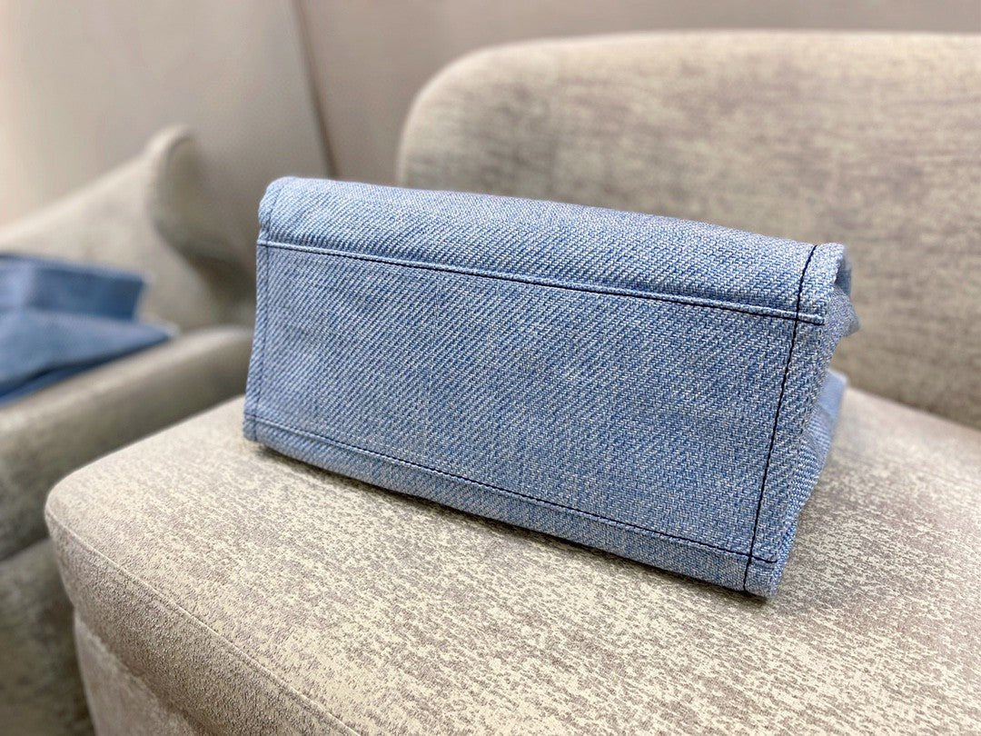 Chanel Deauville Tote 38cm Tweed Canvas Bag Fall/Winter Collection, Light Blue/White