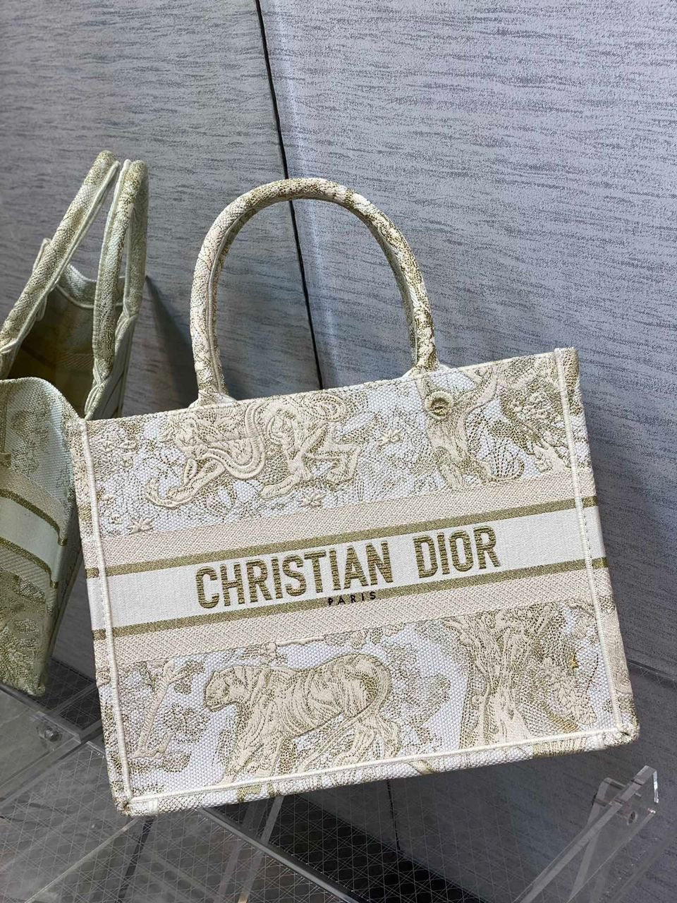 Christina Dior Medium Book Tote Bag 36cm Beige