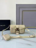 Prada Pocket Nylon And Brushed Bag Beige For Women, Women’s Bags 9in/23cm 1BD295_789_F0F24_V_BFO – Vipfasbags