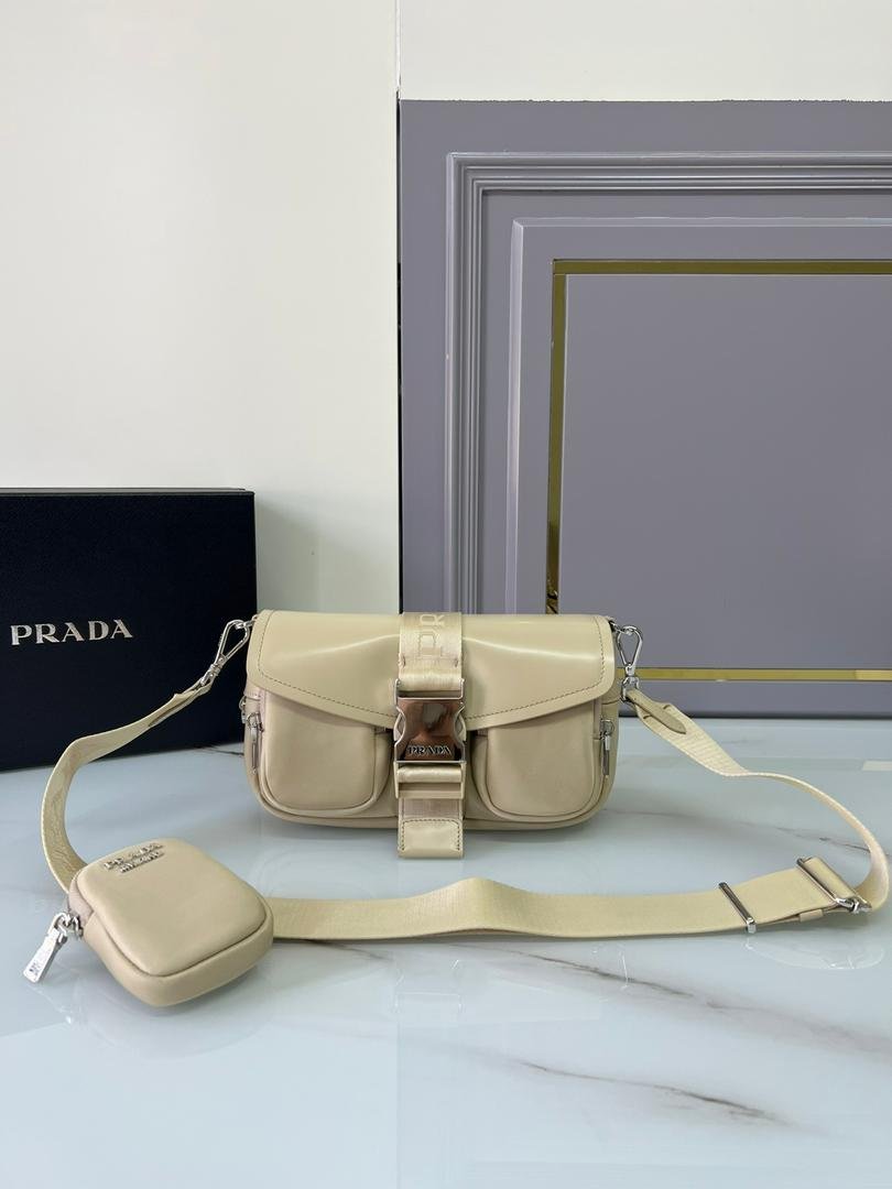 Prada Pocket Nylon And Brushed Bag Beige For Women, Women’s Bags 9in/23cm 1BD295_789_F0F24_V_BFO – Vipfasbags