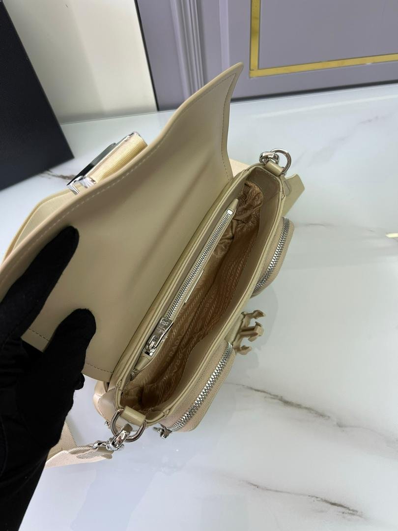 Prada Pocket Nylon And Brushed Bag Beige For Women, Women’s Bags 9in/23cm 1BD295_789_F0F24_V_BFO – Vipfasbags
