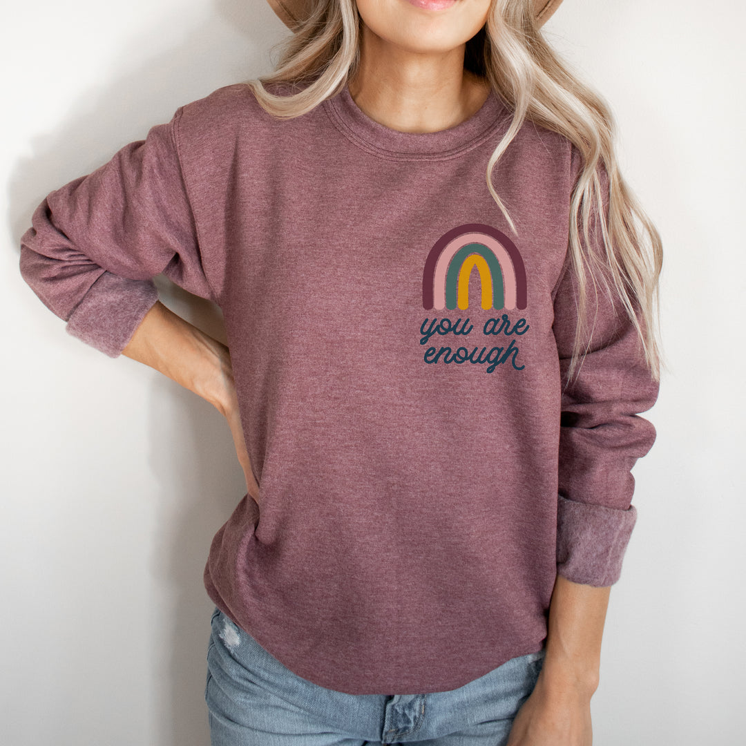 You Are Enough Rainbow Pullover  |  Warm Tones