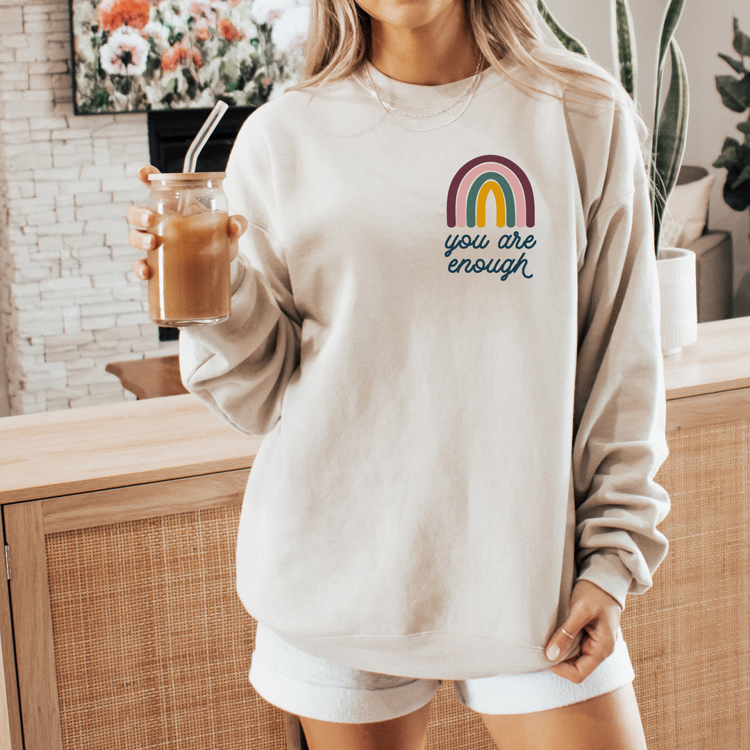 You Are Enough Rainbow Pullover  |  Warm Tones