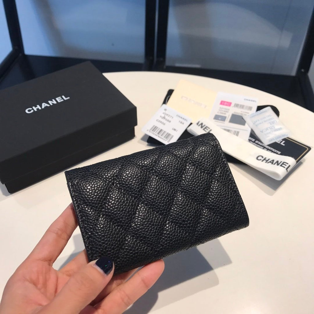 Chanel Co-Co Mini Wallet Gold Hardware 12cm Black
