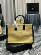 Saint Laurent Rive Gauche Tote Bag In Raffia 48cm