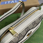 Gucci Ophidia Mini GG Bag Beige And Ebony GG Supreme Canvas, With White For Women 7in/17.5cm