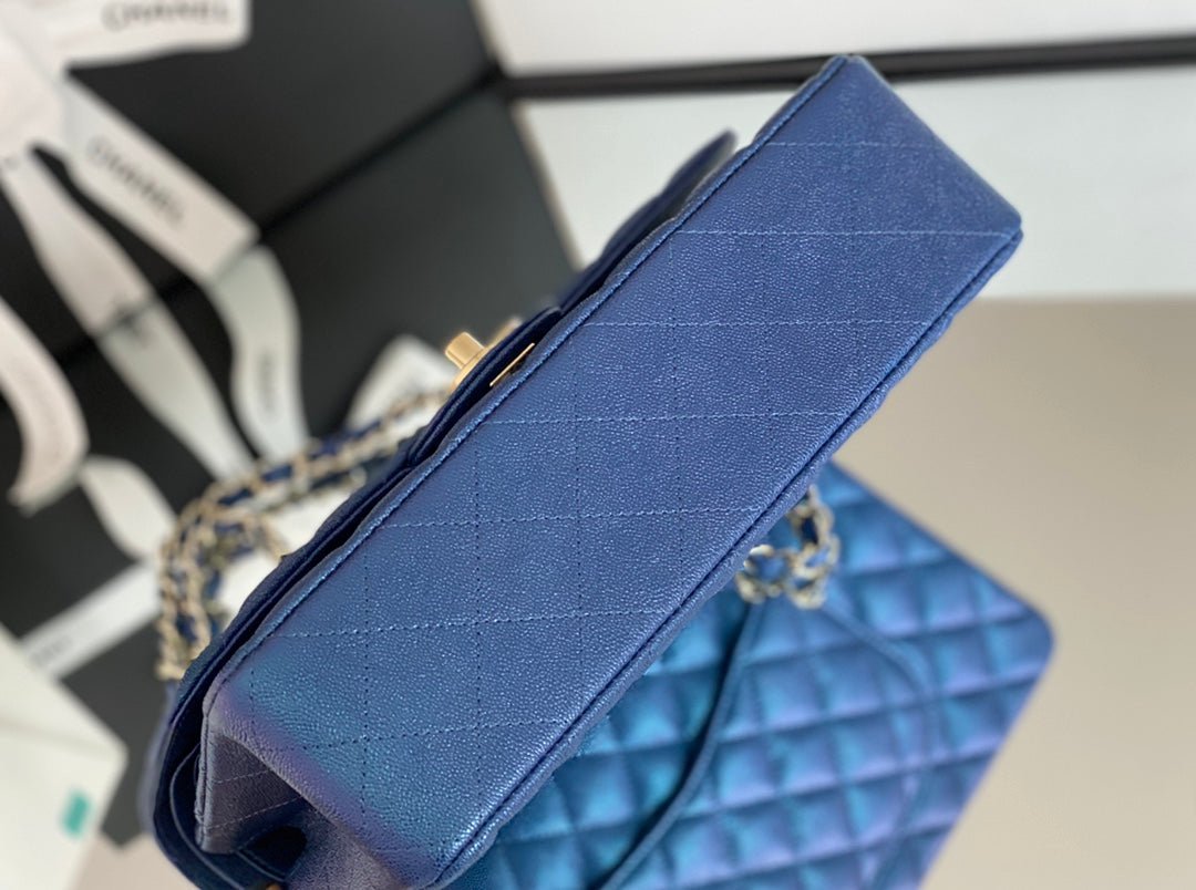 Chanel Classic Flapbag Silver Hardware 26cm Blue