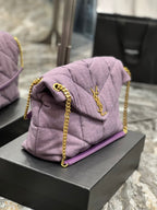 Saint Laurent Puffer Small Chain Bag In Denim 35cm