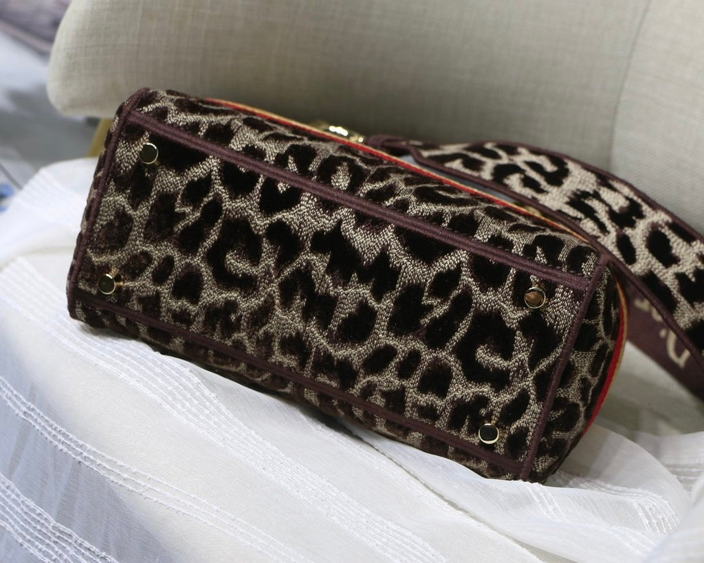 Christian Dior Medium Lady D-Lite Bag 24cm Leopard Brown