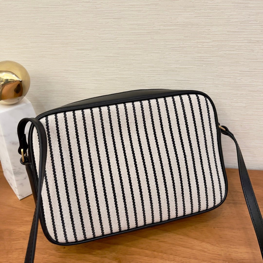 Saint Laurent Lou Camera Bag In Canvas Black And White For Women 23cm YSL 612542FAACG9583