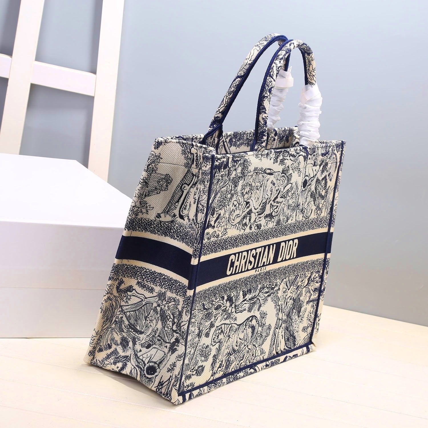 Christian Dior Blue Handle Bag 42cm