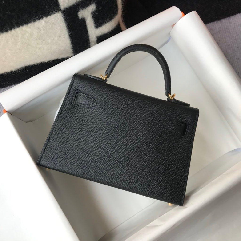Hermes Mini Kelly 19 Sellier Epsom Black Bag For Women, Women’s Handbags, Shoulder Bags 7.5in/19cm