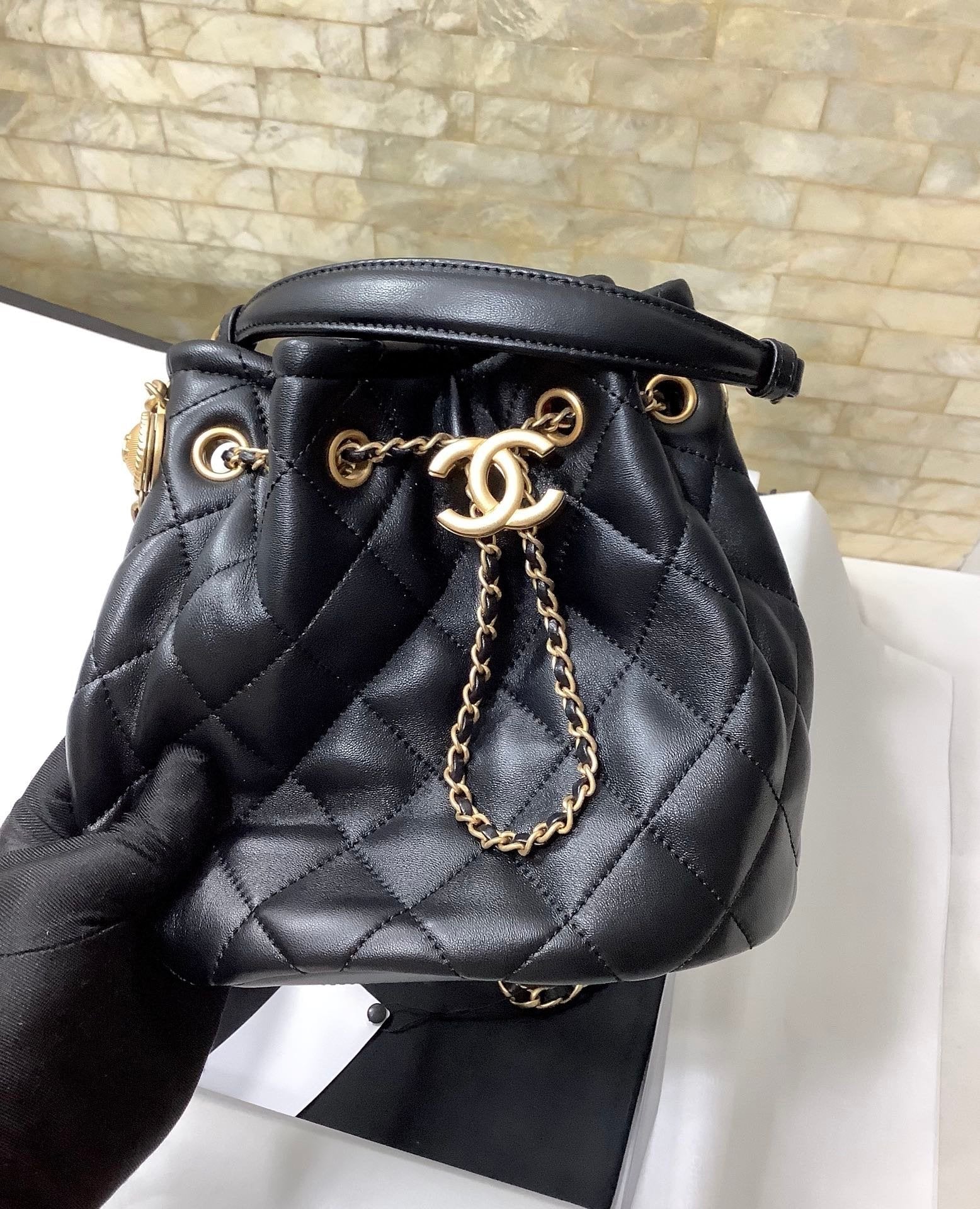 Chanel Classic Bucket Bag Gold Hardware 20cm Black