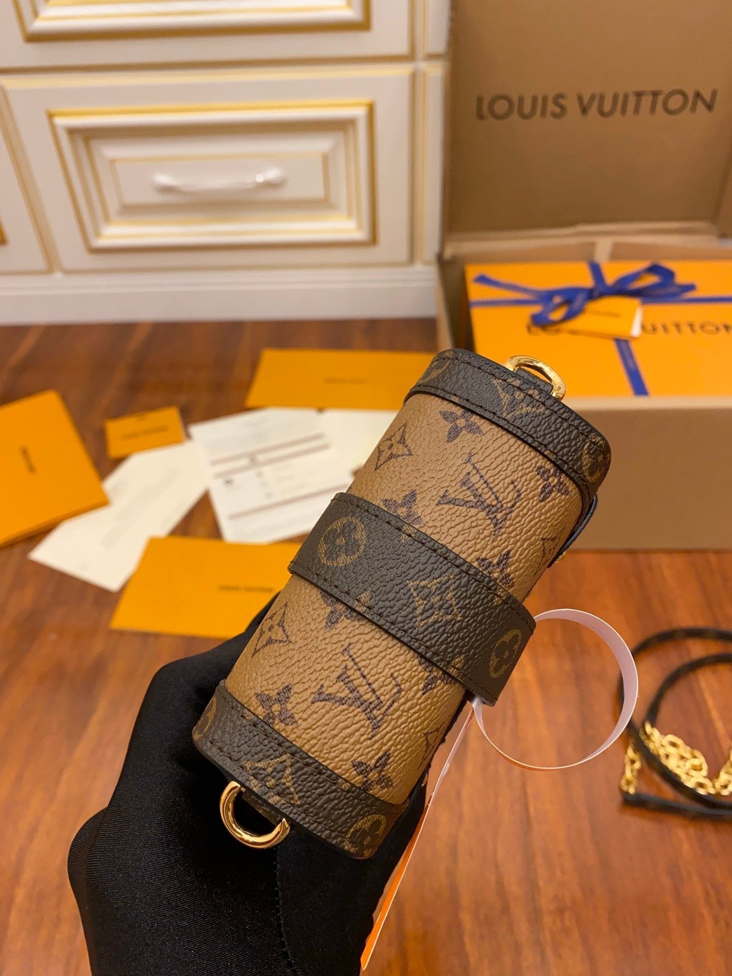 Louis Vuitton Vertical Trunk Pochette Monogram Reverse 18cm Brown