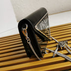 Prada Brushed Shoulder Bag Black For Women, Women’s Bags 6.7in/17cm