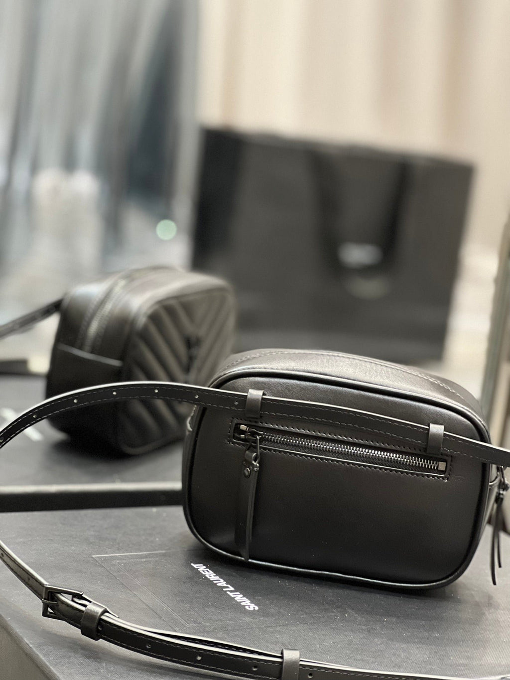 Saint Laurent Lou Belt Bag In Matelasse Black Metal Hardware 15cm