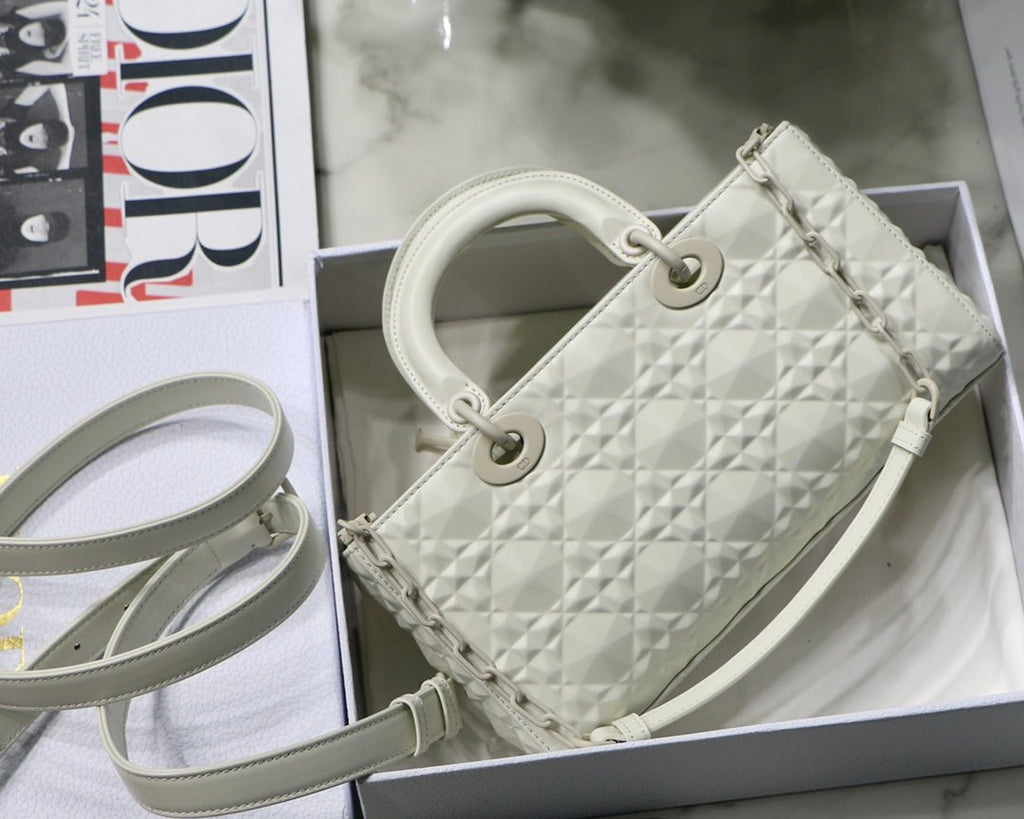 Christian Dior Lady D-Joy Bag 26cm White