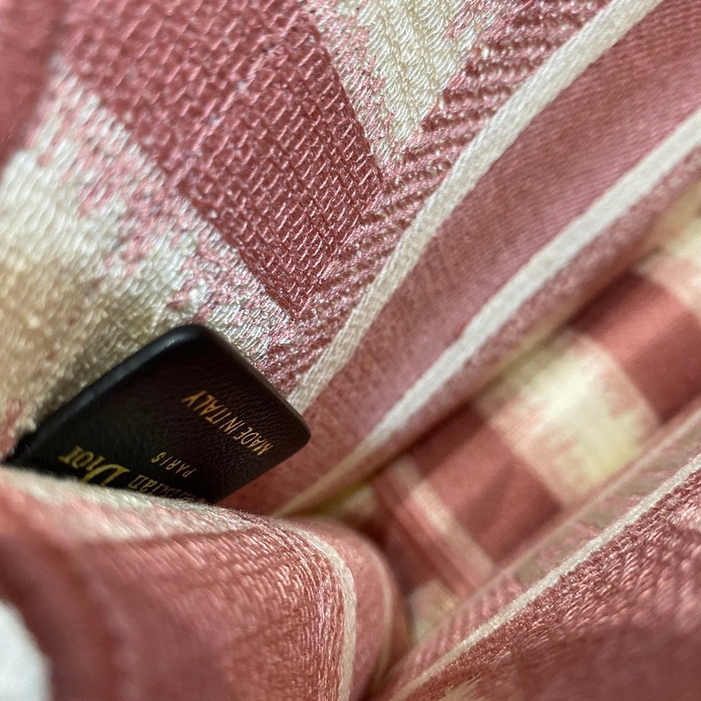 Christian Dior Pink Book Tote D-Stripes 23cm