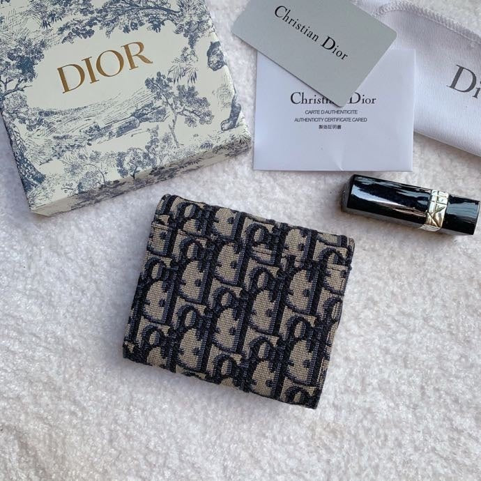Christian Dior Saddle Blue Flap Card Holder 11cm