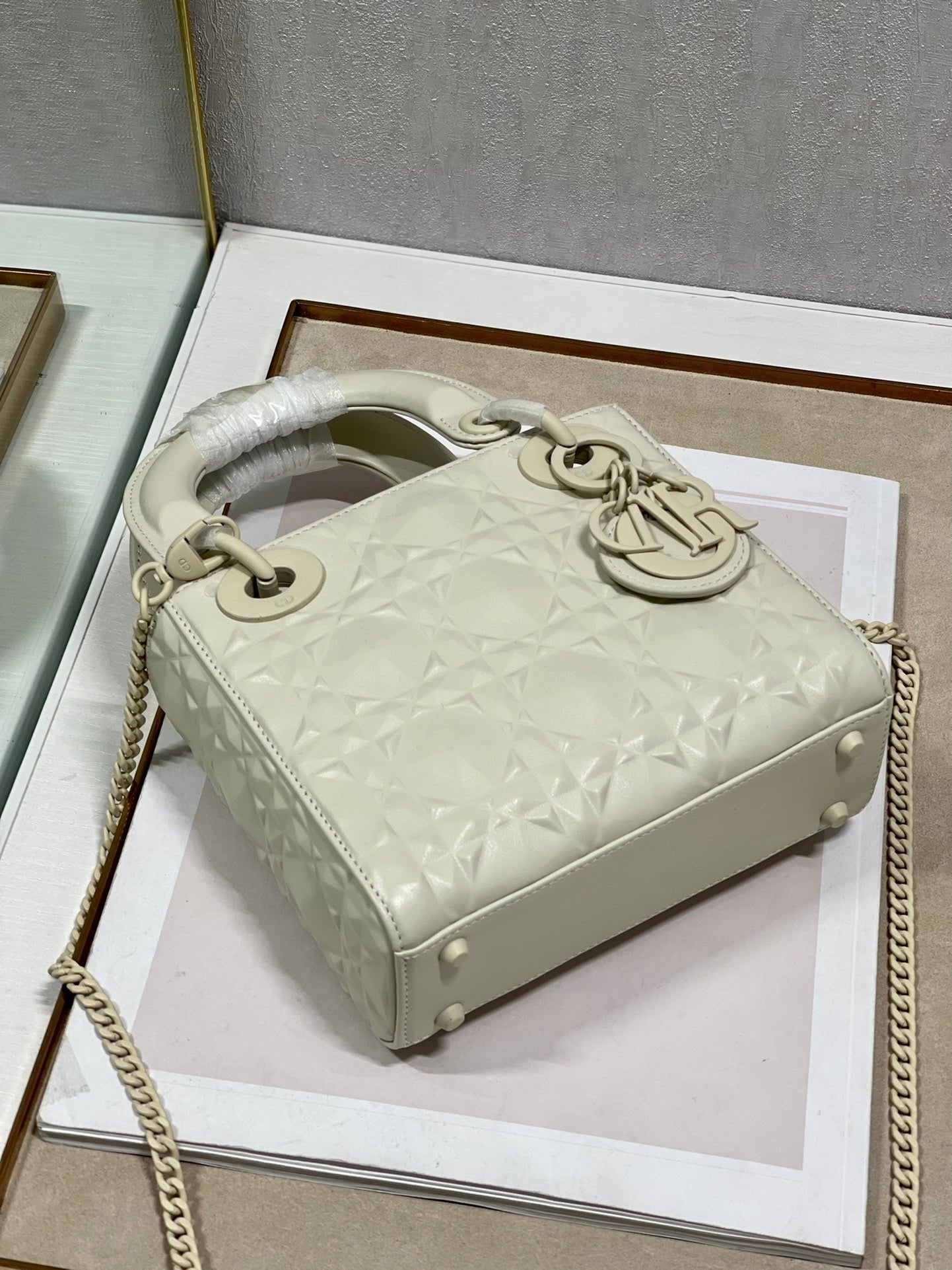 Christian Dior Lady Dior Bag 17cm Beige
