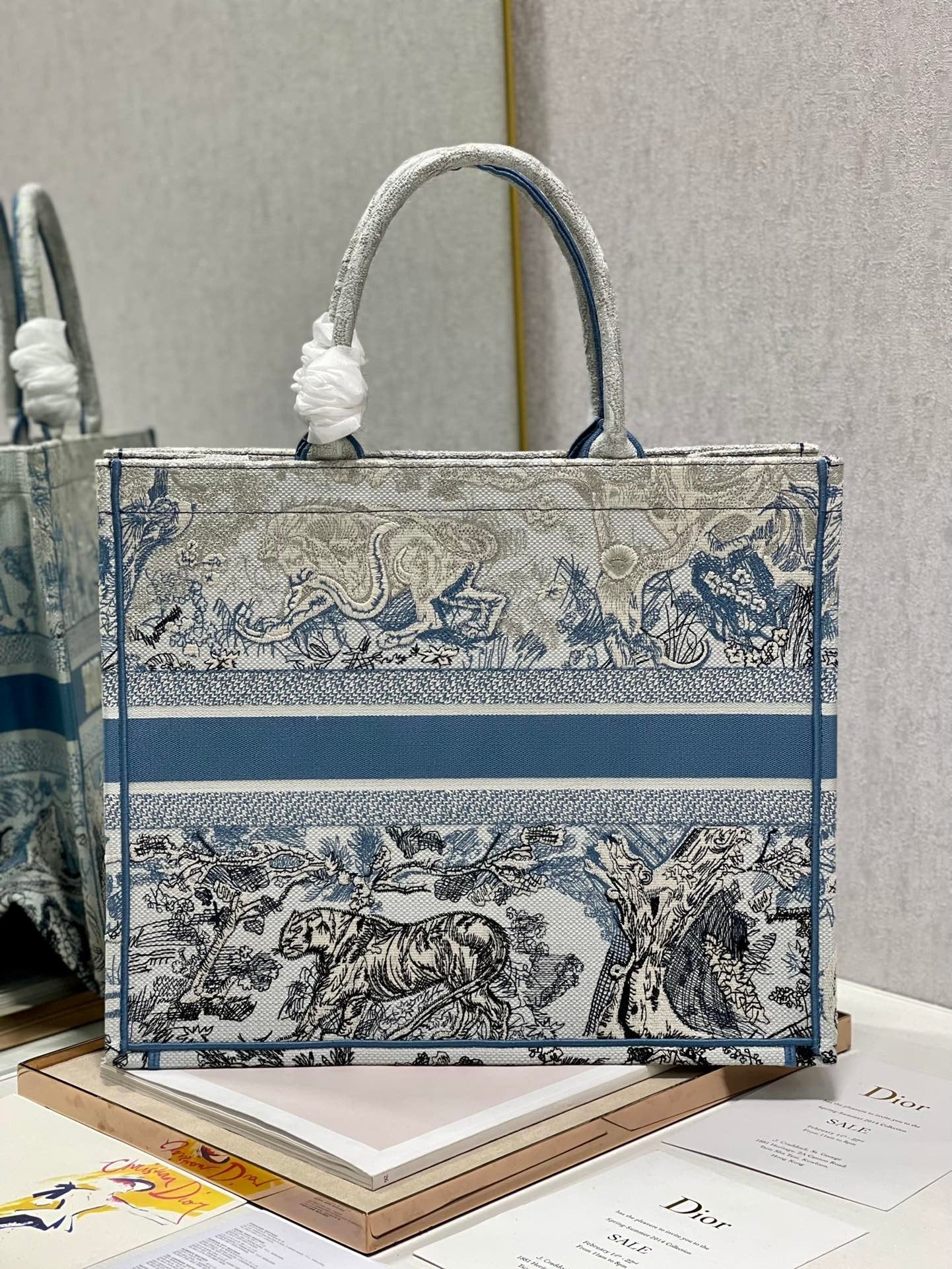 Christina Dior Book Tote Bag 41 cm Blue