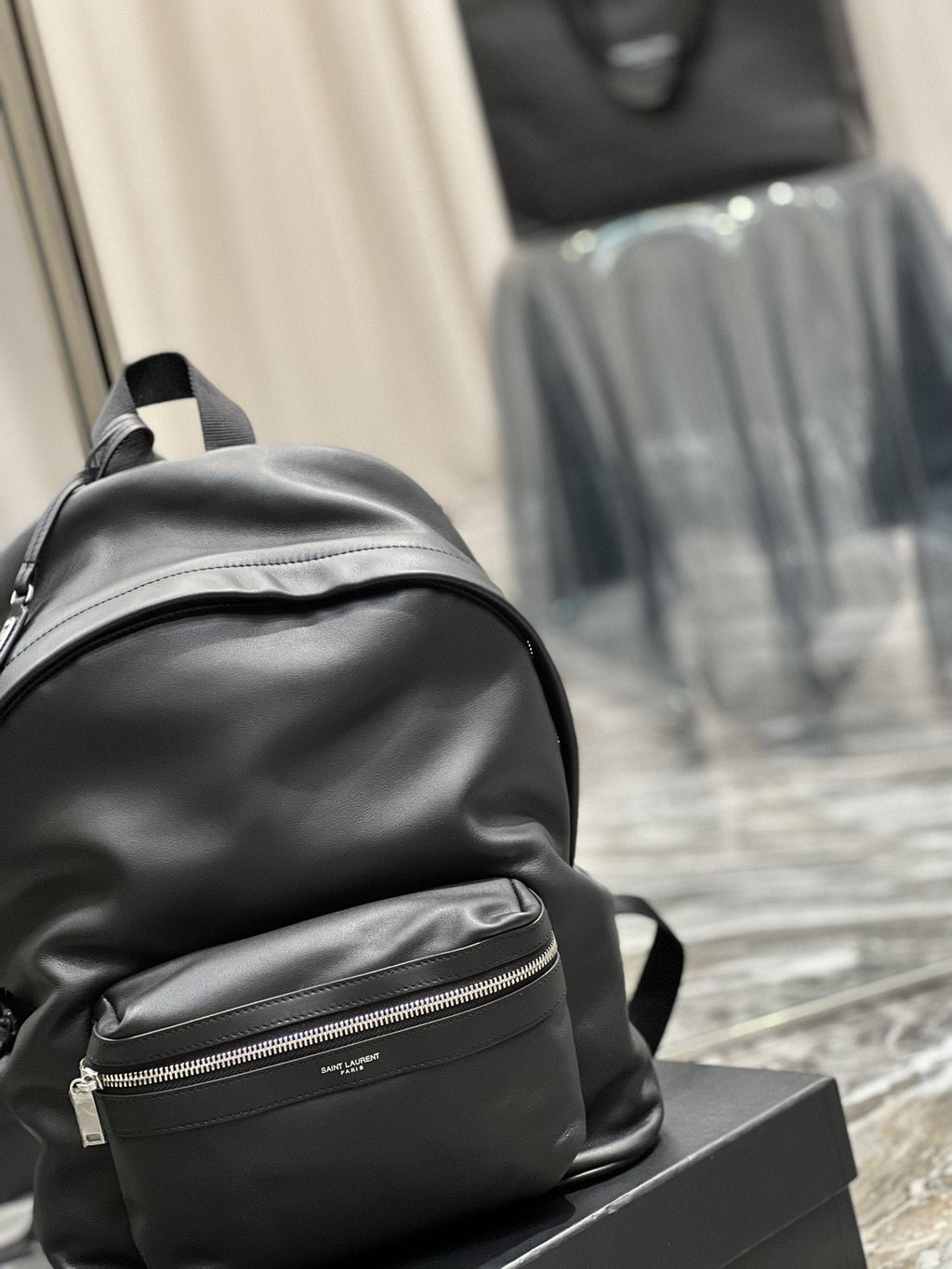 Saint Laurent City Backpack In Unisex 35cm Black