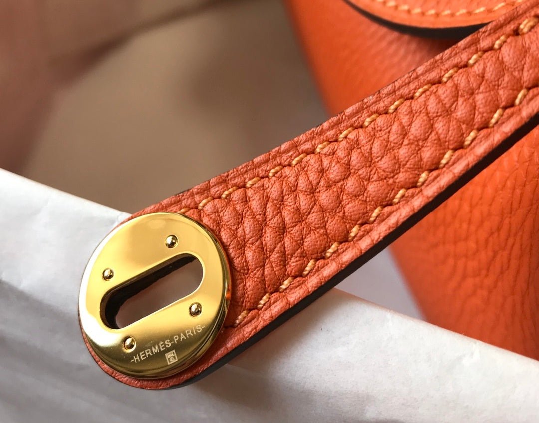 Hermes Lindy Mini Clemence Bag Orange For Women, Women’s Handbags, Shoulder And Crossbody Bags 7.5in/19cm