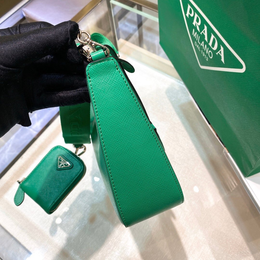 Prada Re-Edition 2005 Saffiano Leather Bag Green For Women, Women’s Bags 8.6in/22cm