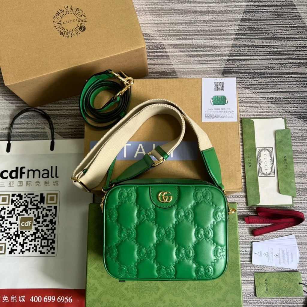 Gucci Matelasse Shoulder Bag Green For Women, Women’s Bags 8.5in/22cm