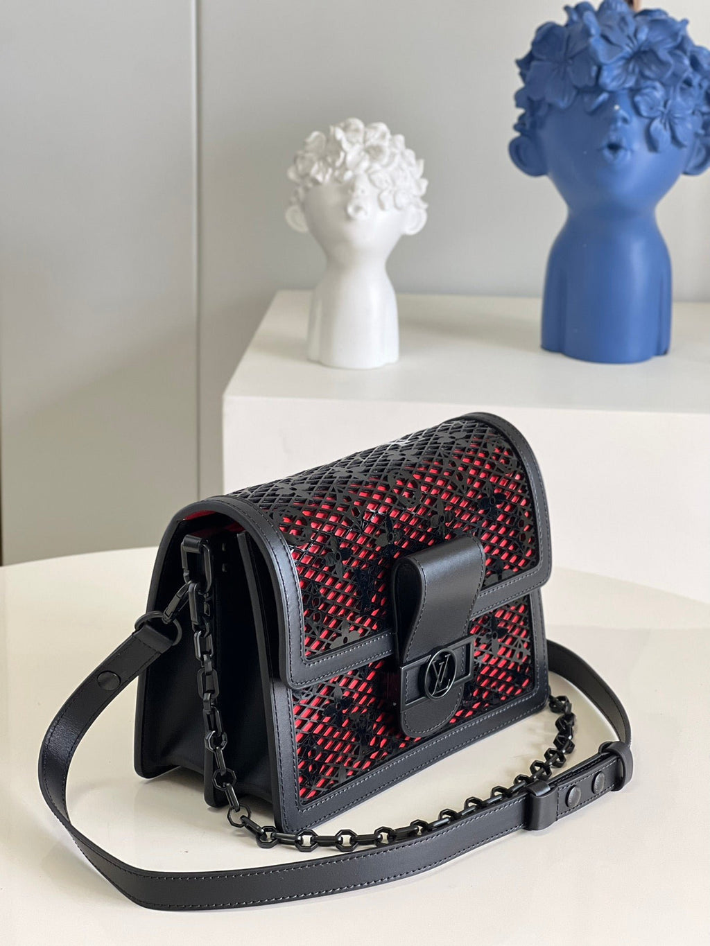 Louis Vuitton Limited Dauphine MM Bags By Nicolas Ghesquière With Monogram Lace Black For Women 25cm