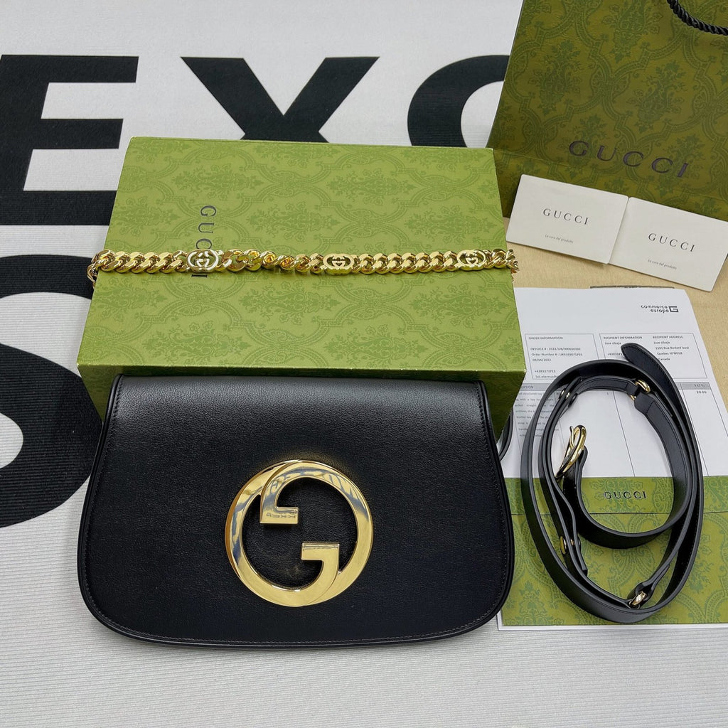 Gucci Blondie Shoulder Bag Black For Women, Women’s Bags 11in/28cm GG‎