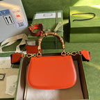 Gucci Bamboo 1947 Small Top Handle Bag Orange For Women 8.3in/21cm ‎GG