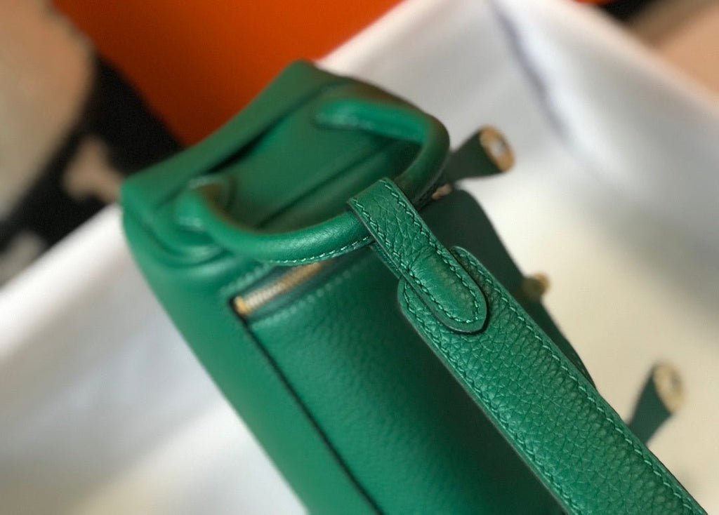Hermes Lindy Mini Clemence Bag Green For Women, Women’s Handbags, Shoulder And Crossbody Bags 7.5in/19cm