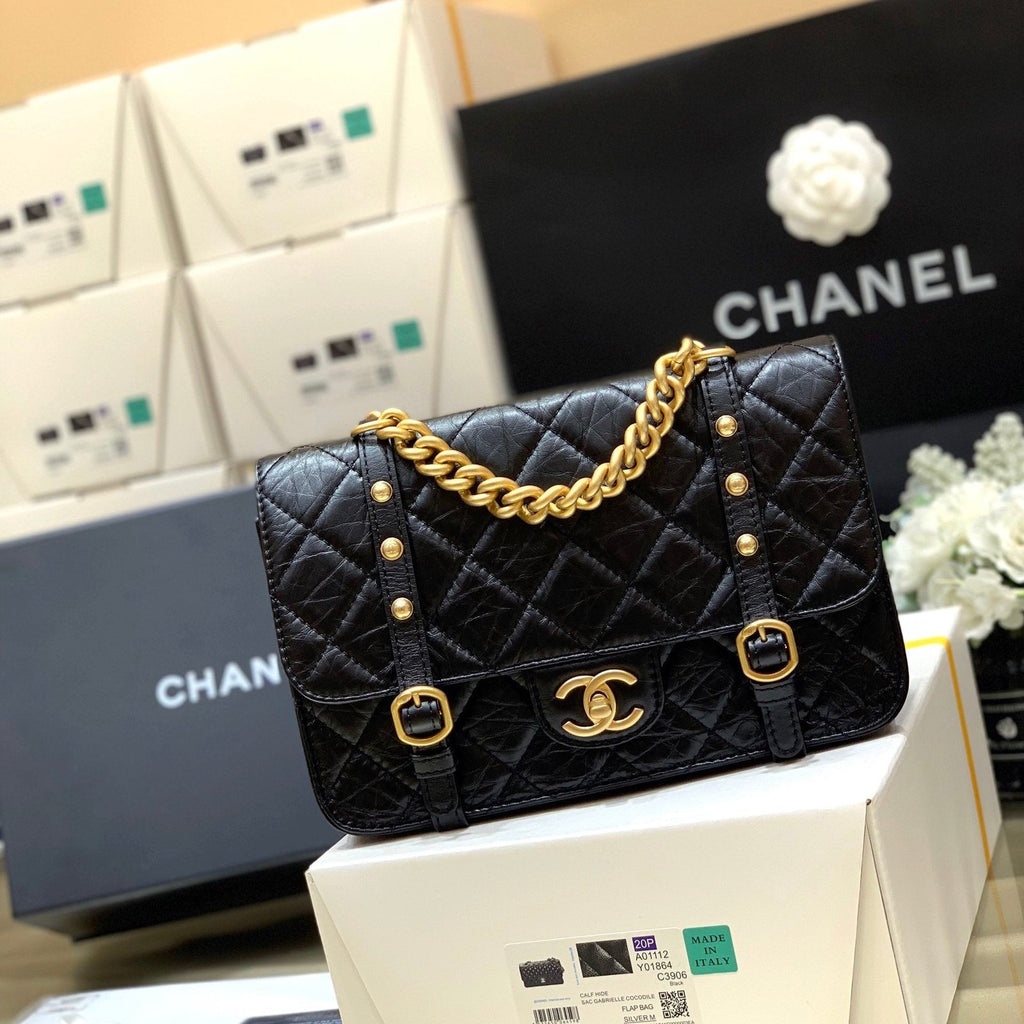 Chanel Co Co Shoulder Bag Gold Chain Black 25cm