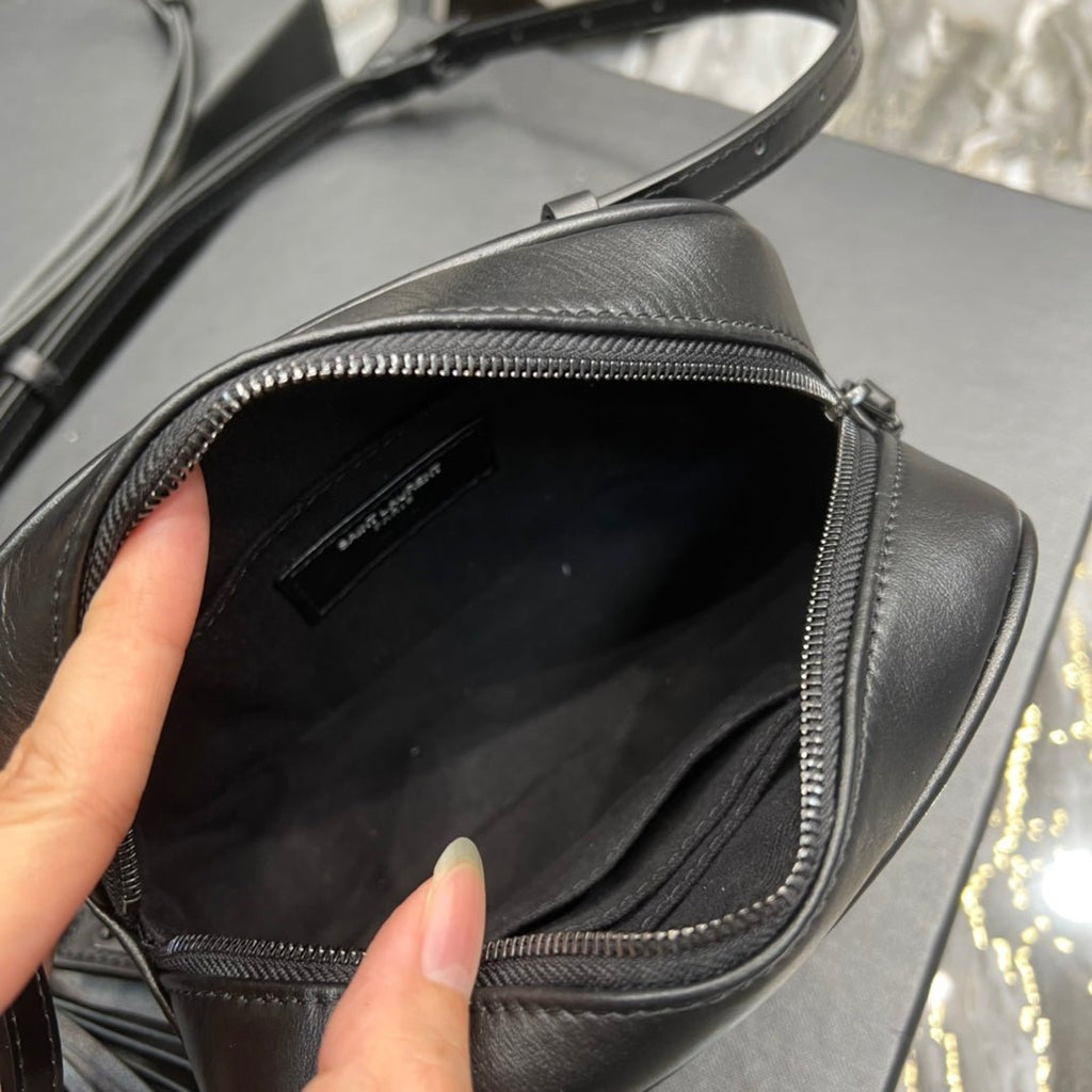 Saint Laurent Lou Belt Bag In Matelasse Black Metal Hardware 15cm