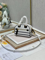 Christian Dior Mini Vibe Zip Bowling Bag 17cm White