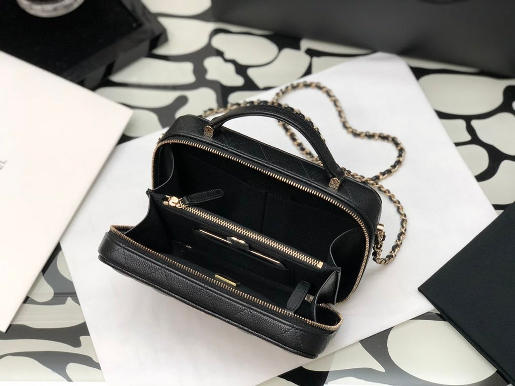 Chanel Shoulder Bag Top Handle With Chain 19cm Black