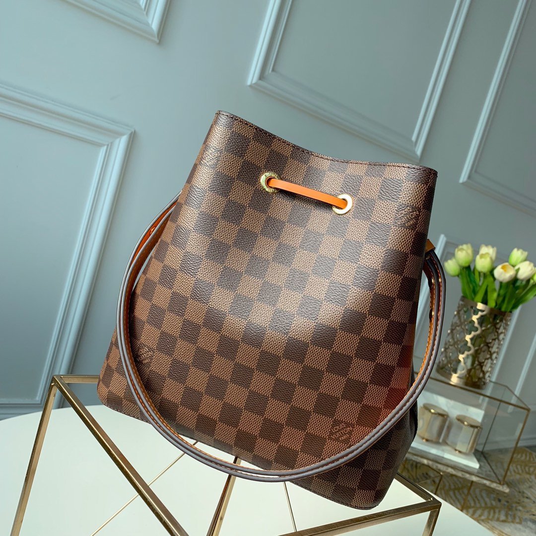 Louis Vuitton NeoNoe Bucket Bag MM Damier Azur Canvas Spring/Summer Collection N50042 Orange