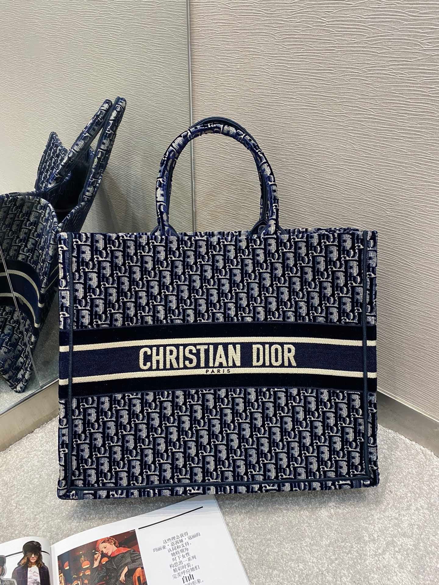 Christian Dior Blue Large Handle Bag 42cm