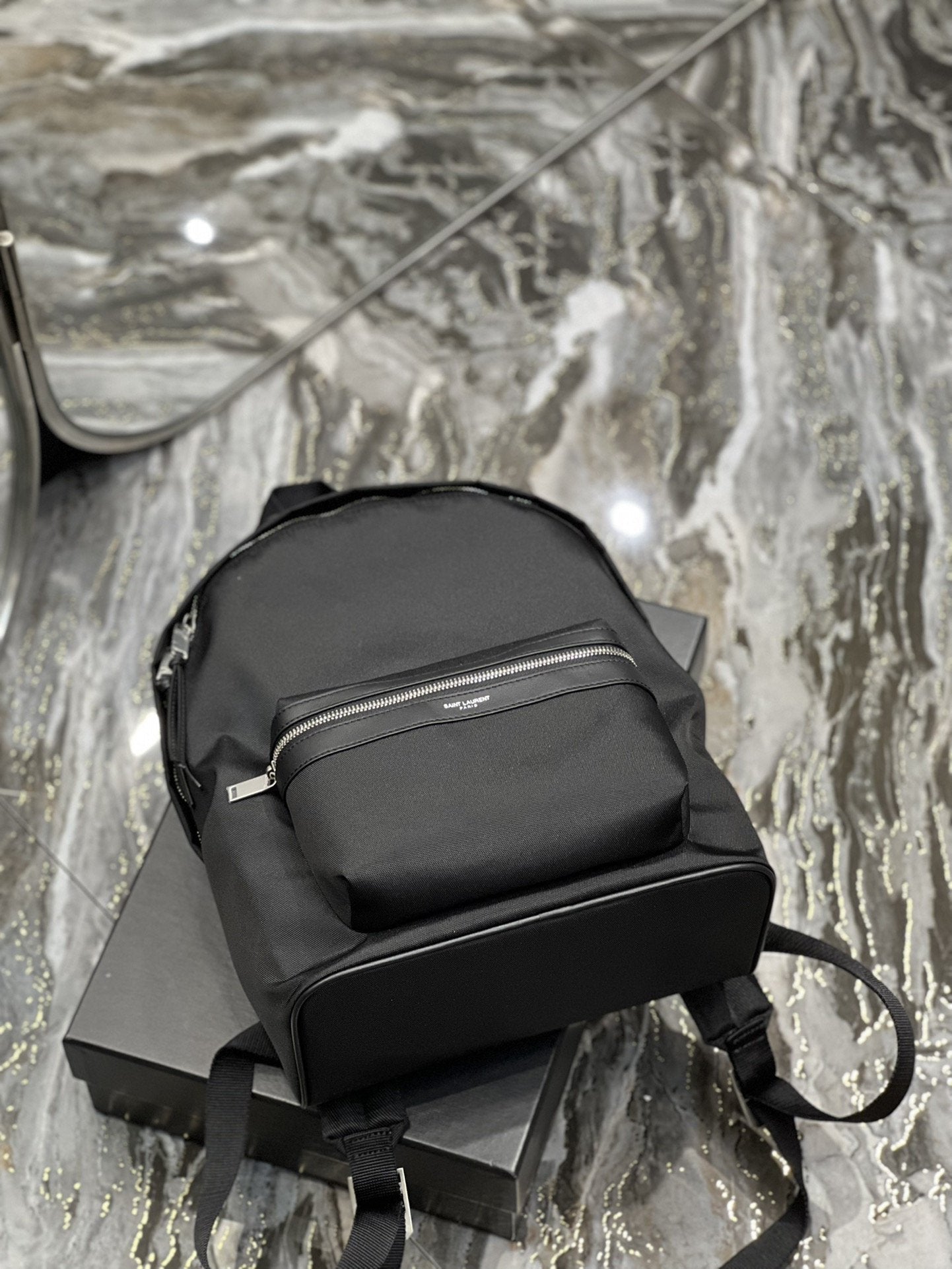 Saint Laurent City Backpack In Canvas Unisex 35cm Black