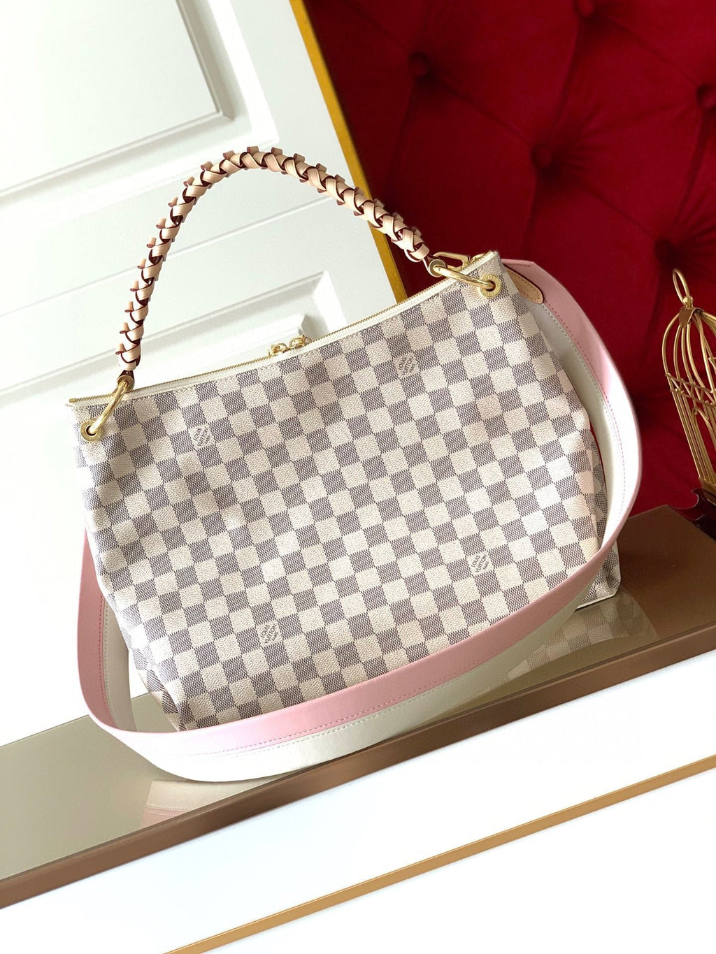 Louis Vuitton Beaubourg Woven Handle Tote Bag 32cm Damier Azur Canvas Spring/Summer Collection M40343