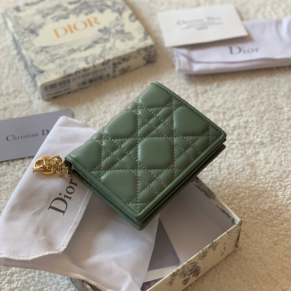 Mini Lady Dior Green Wallet 11cm